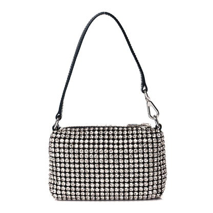 Alexander Wang Mesh Crystal Rhinestone Mini Heiress Pouch Black Silver 1 of 11
