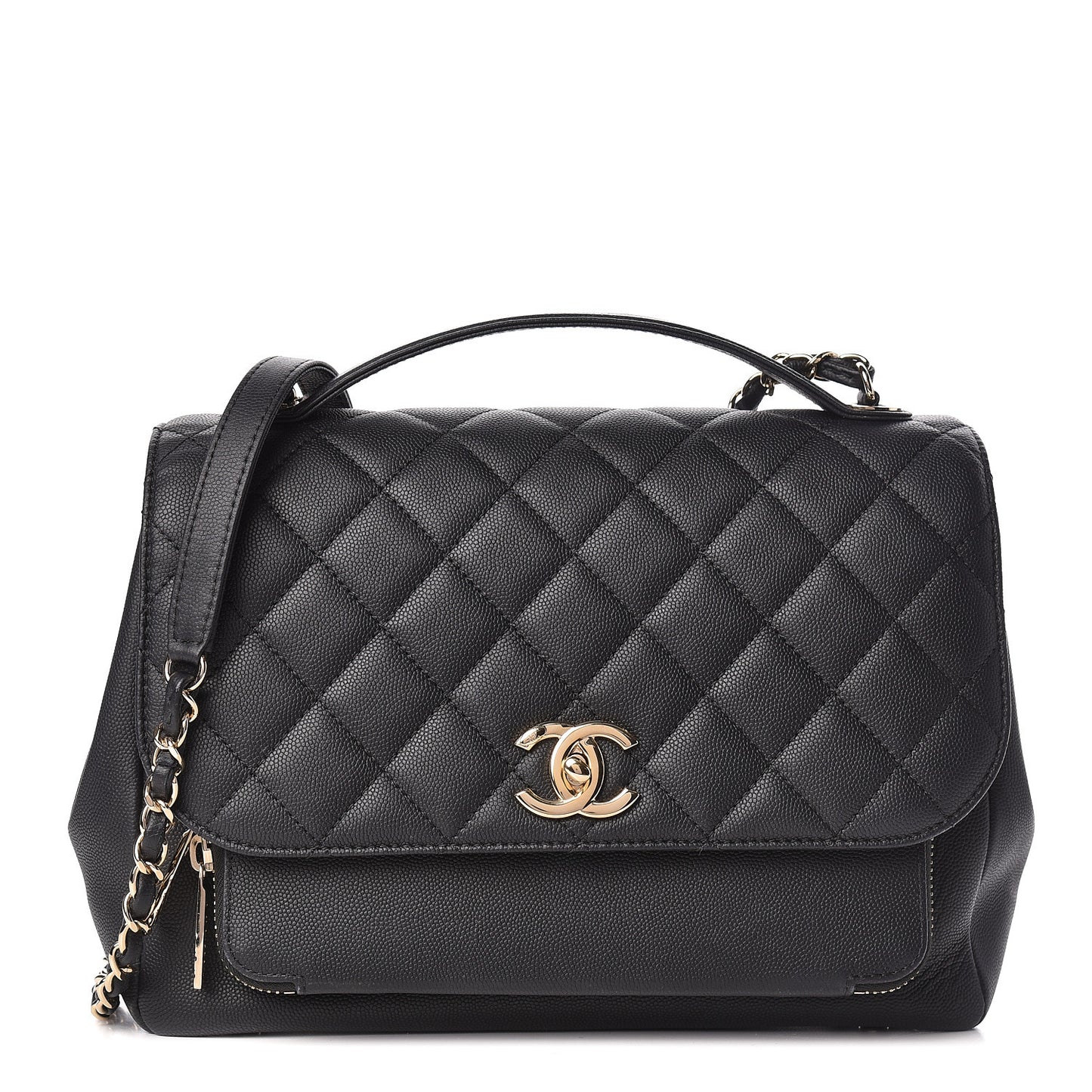 Caviar Quilted Large Business Affinity Flap Black