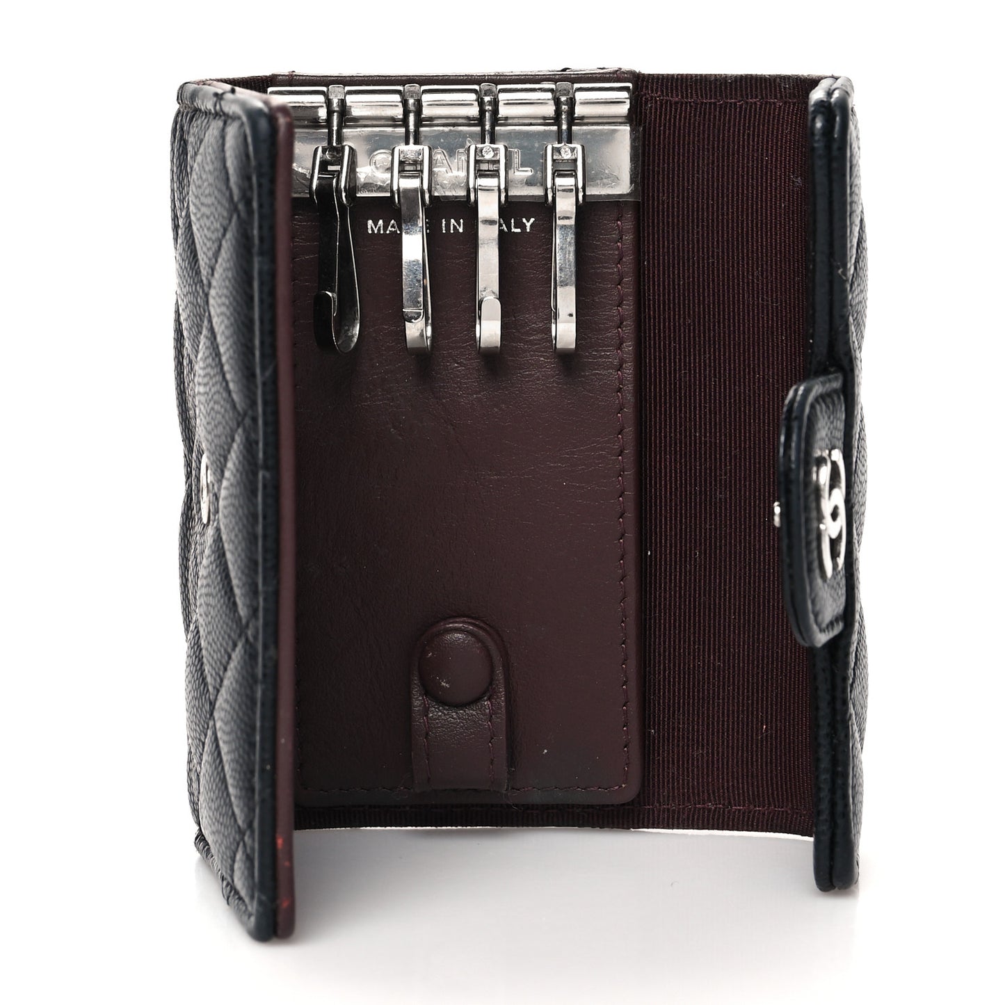 Caviar Quilted Classic 4 Key Holder Wallet Black