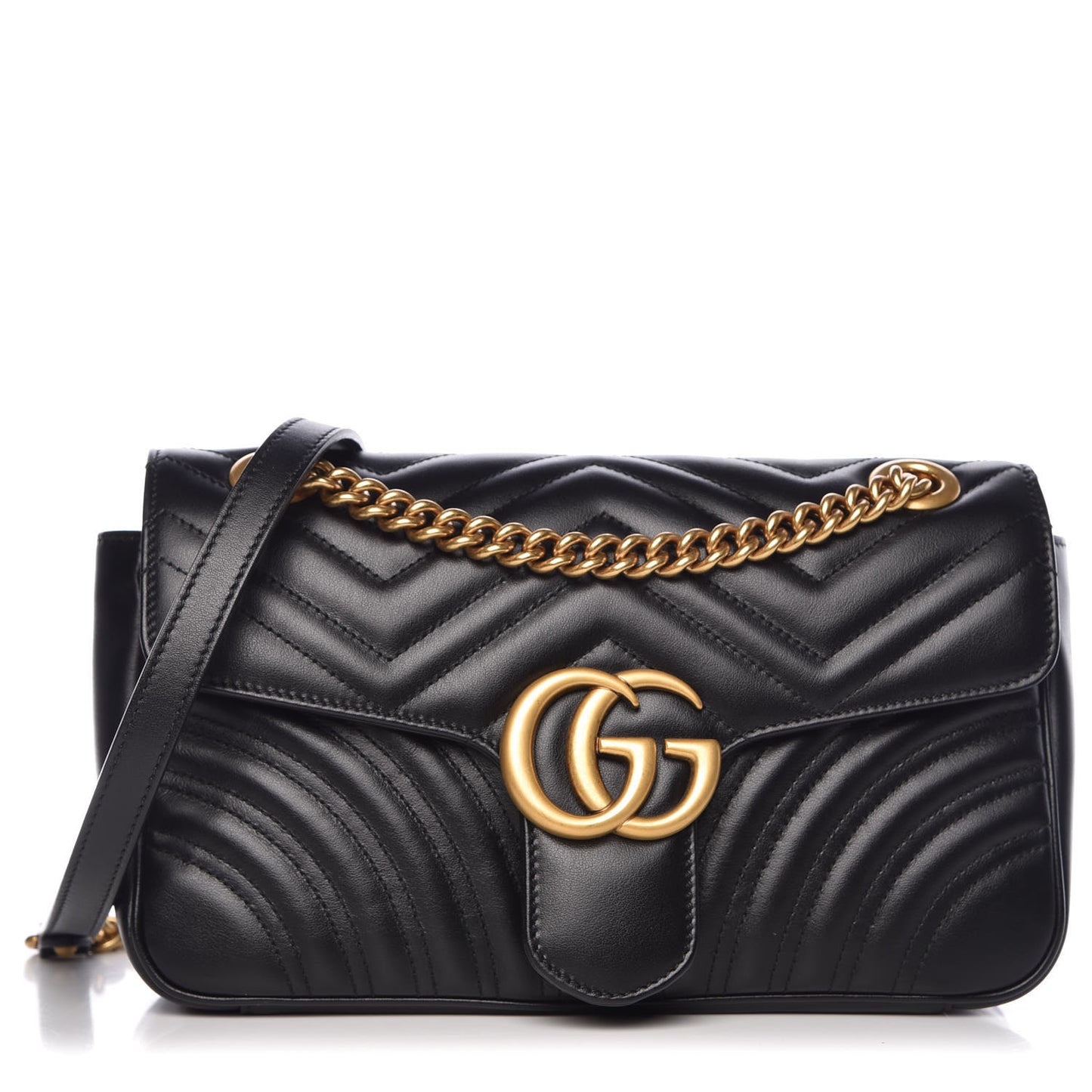 Calfskin Matelasse Small GG Marmont Shoulder Bag Black