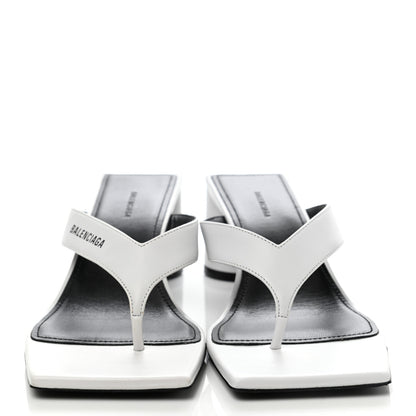 Balenciaga Calfskin Double Square Flat 60mm Sandals 35.5 White 2 of 8