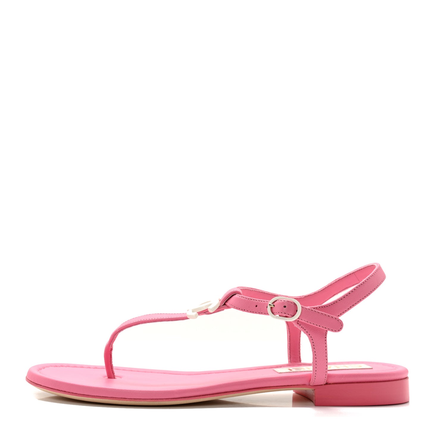 Lambskin CC Thong Sandals 39.5 Light Pink