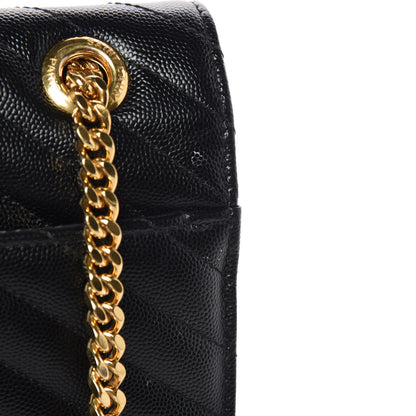 Saint Laurent Grain De Poudre Matelasse Chevron Large Monogram Satchel Black 12 of 15