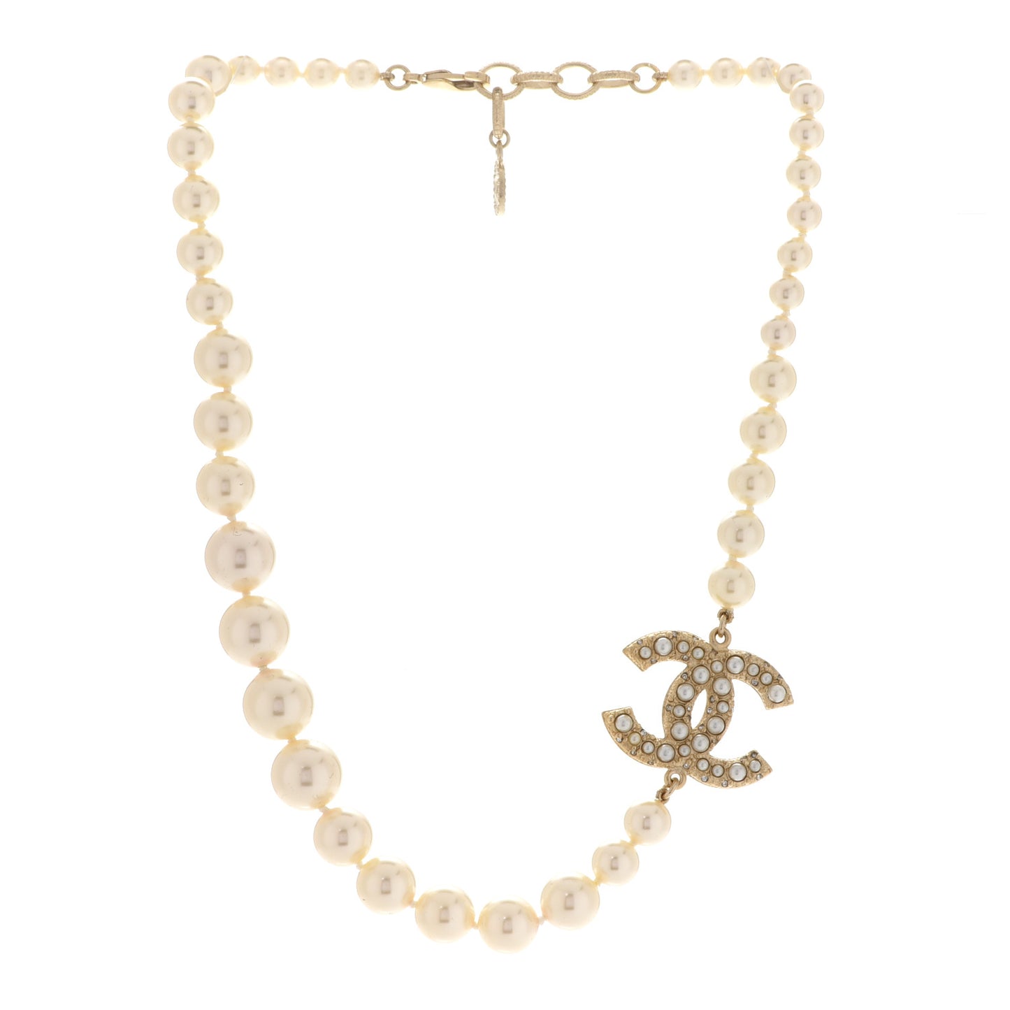 Pearl CC 100th Anniversary Necklace Light Gold
