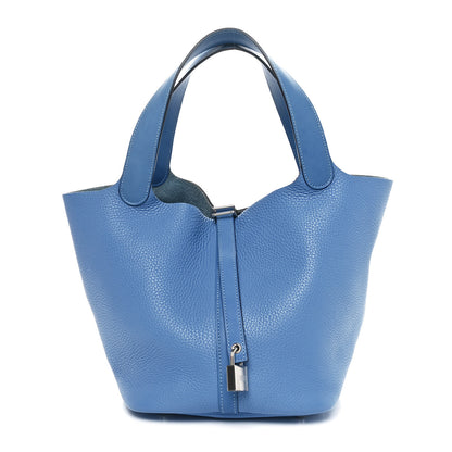 Hermes Taurillon Clemence Swift Picotin Lock 22 MM Bleu Paradis 1 of 10