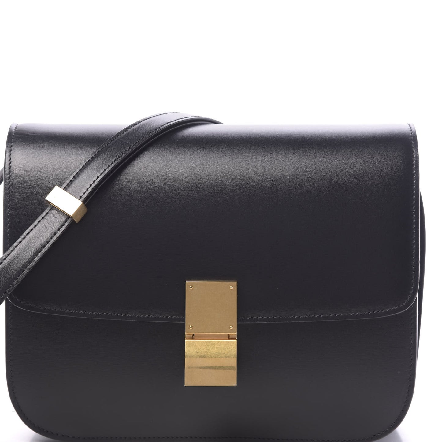 Box Calfskin Medium Classic Box Flap Bag Black