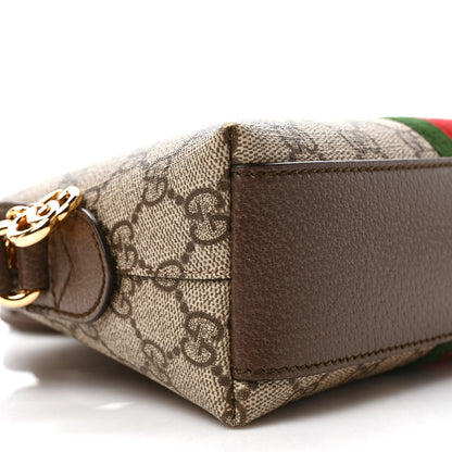 Gucci GG Supreme Monogram Textured Dollar Calfskin Web Small Ophidia Dome Shoulder Bag Beige Ebony New Acero 7 of 11
