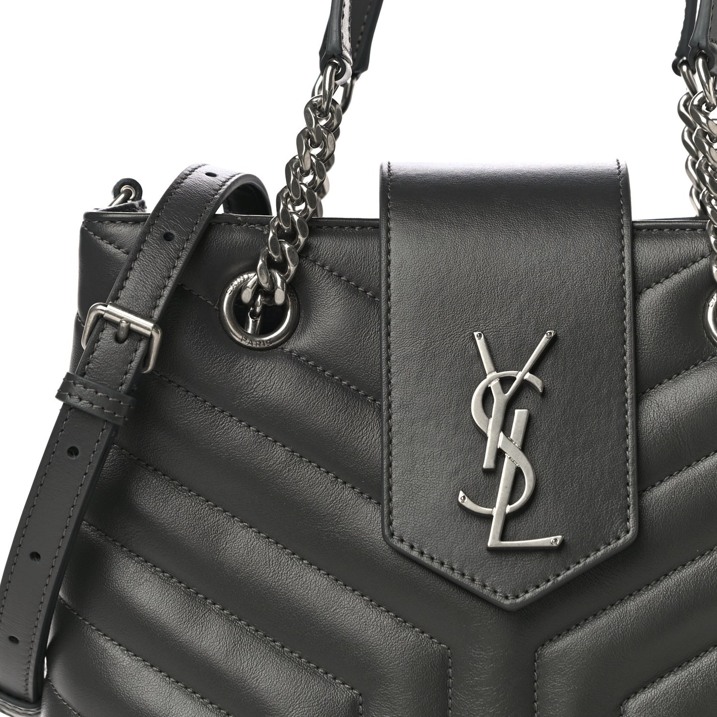 Calfskin Y Quilted Monogram Small Loulou Shopper Grey