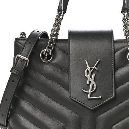Saint Laurent Calfskin Y Quilted Monogram Small Loulou Shopper Grey 7 of 9
