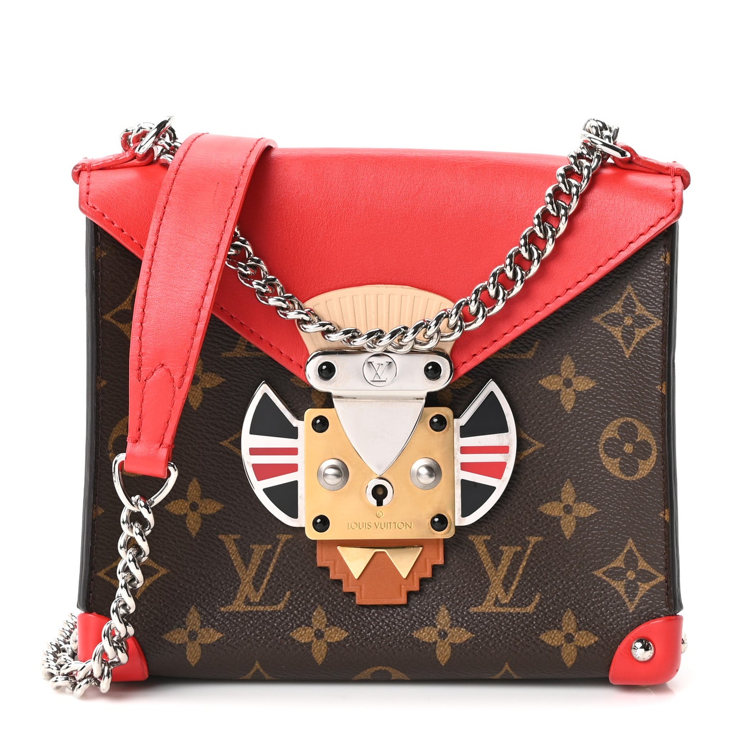 Monogram Tribal Mask Chain PM Rouge