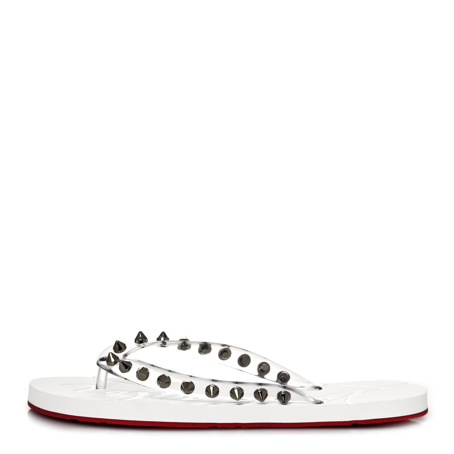 Christian Louboutin Rubber Spike Loubi Donna Flip Flop 39 Transparent White 1 of 8