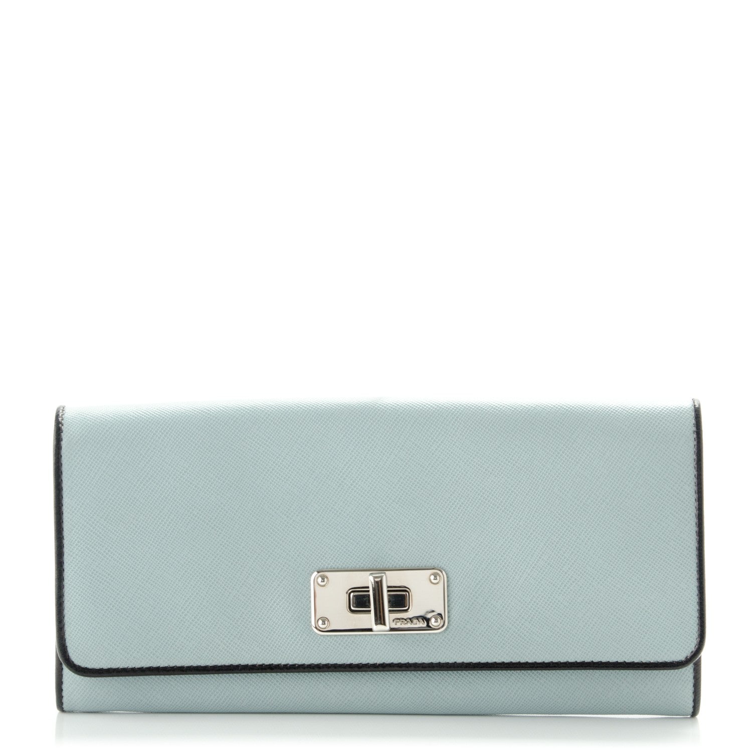 Prada Saffiano Bi-Color Turnlock Wallet Pervinca 8 of 14