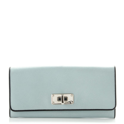 Prada Saffiano Bi-Color Turnlock Wallet Pervinca 8 of 14
