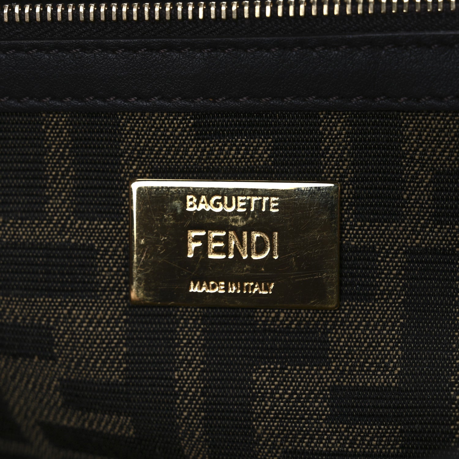 Fendi Fabric Jacquard FF 1974 Medium Baguette Tobacco Moro Black 6 of 11