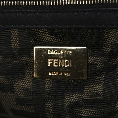 Fendi Fabric Jacquard FF 1974 Medium Baguette Tobacco Moro Black 6 of 11