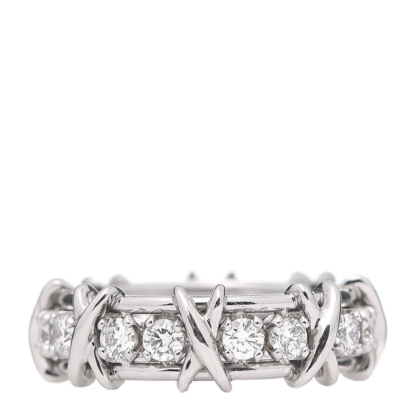 Platinum Diamond Schlumberger Sixteen Stone Ring 54 6.75