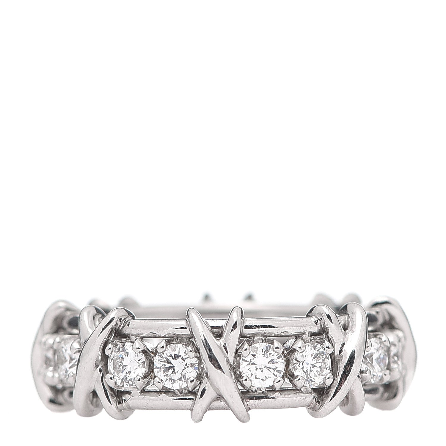 Tiffany Platinum Diamond Schlumberger Sixteen Stone Ring 54 6.75 1 of 5
