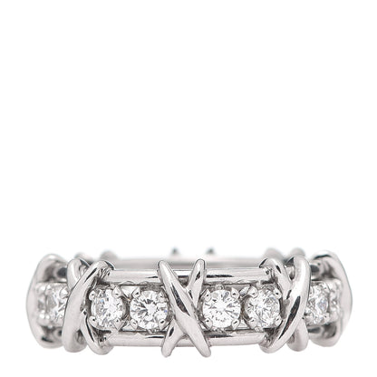 Tiffany Platinum Diamond Schlumberger Sixteen Stone Ring 54 6.75 1 of 5