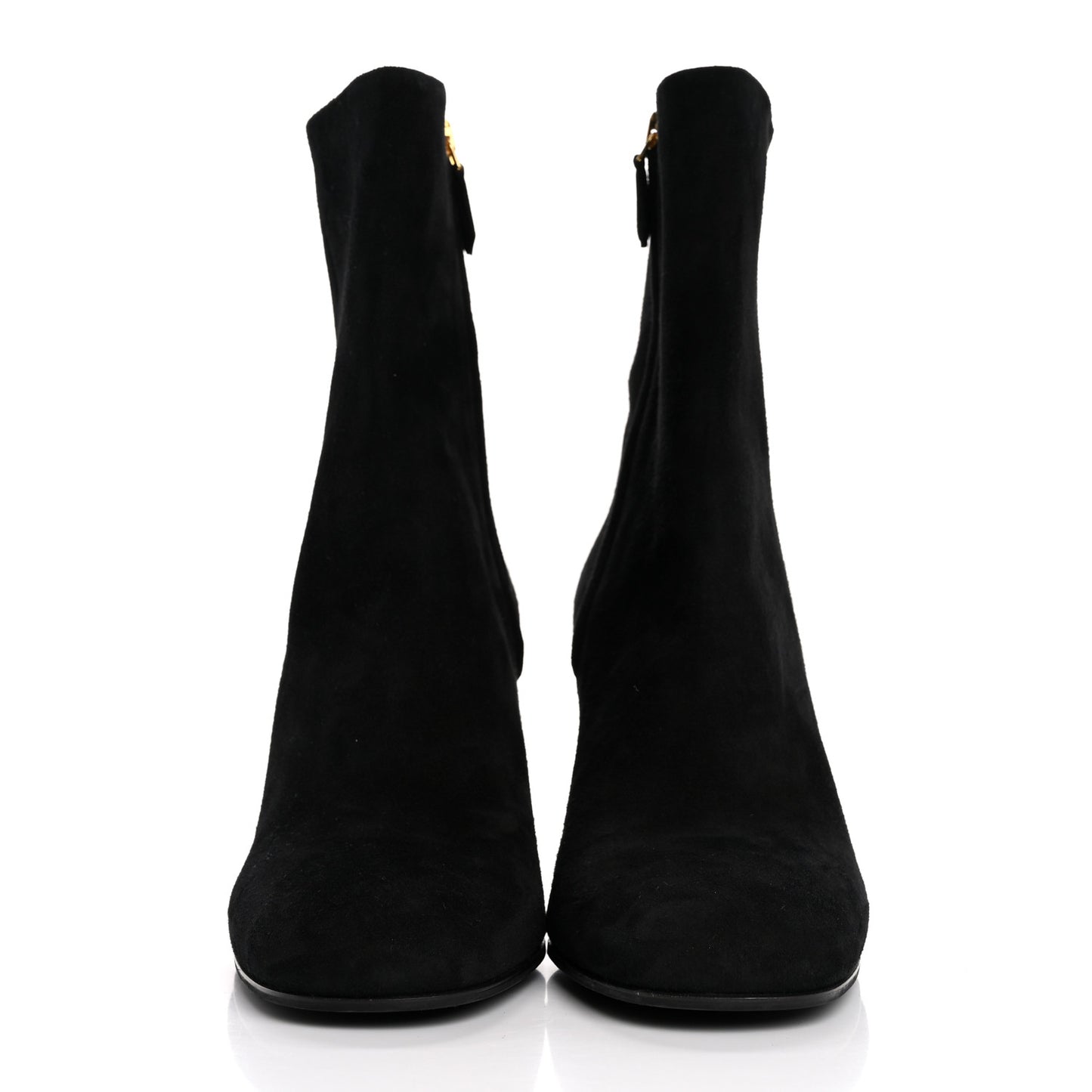 Suede Metal Triangle Logo Zip 85mm Boots 38.5 Black