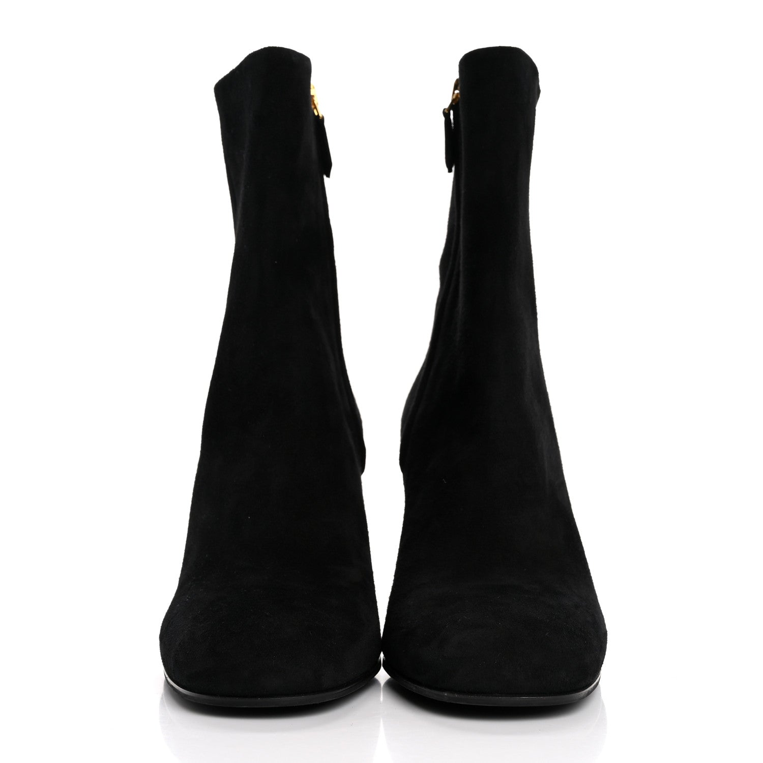 Prada Suede Metal Triangle Logo Zip 85mm Boots 38.5 Black 3 of 8