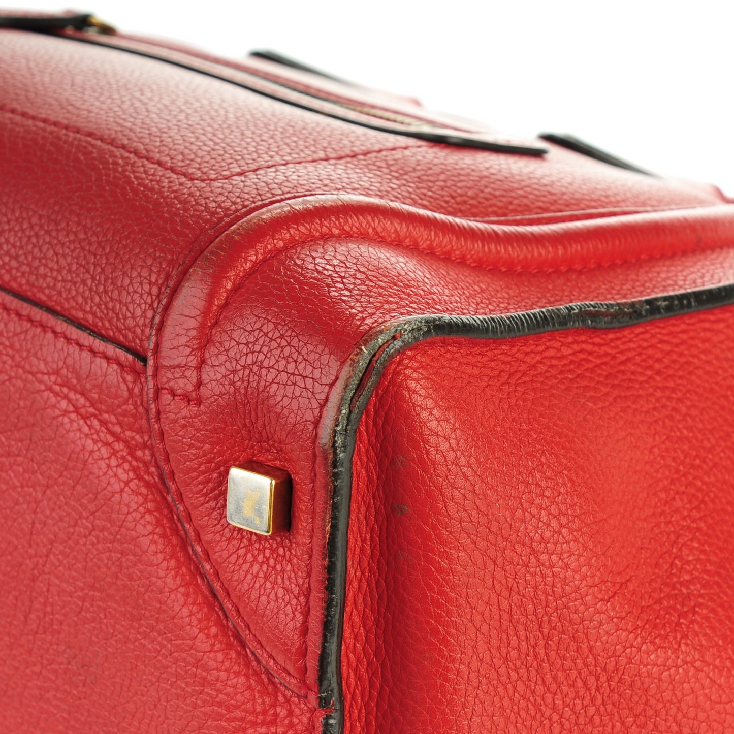 Drummed Calfskin Mini Luggage Coquelicot