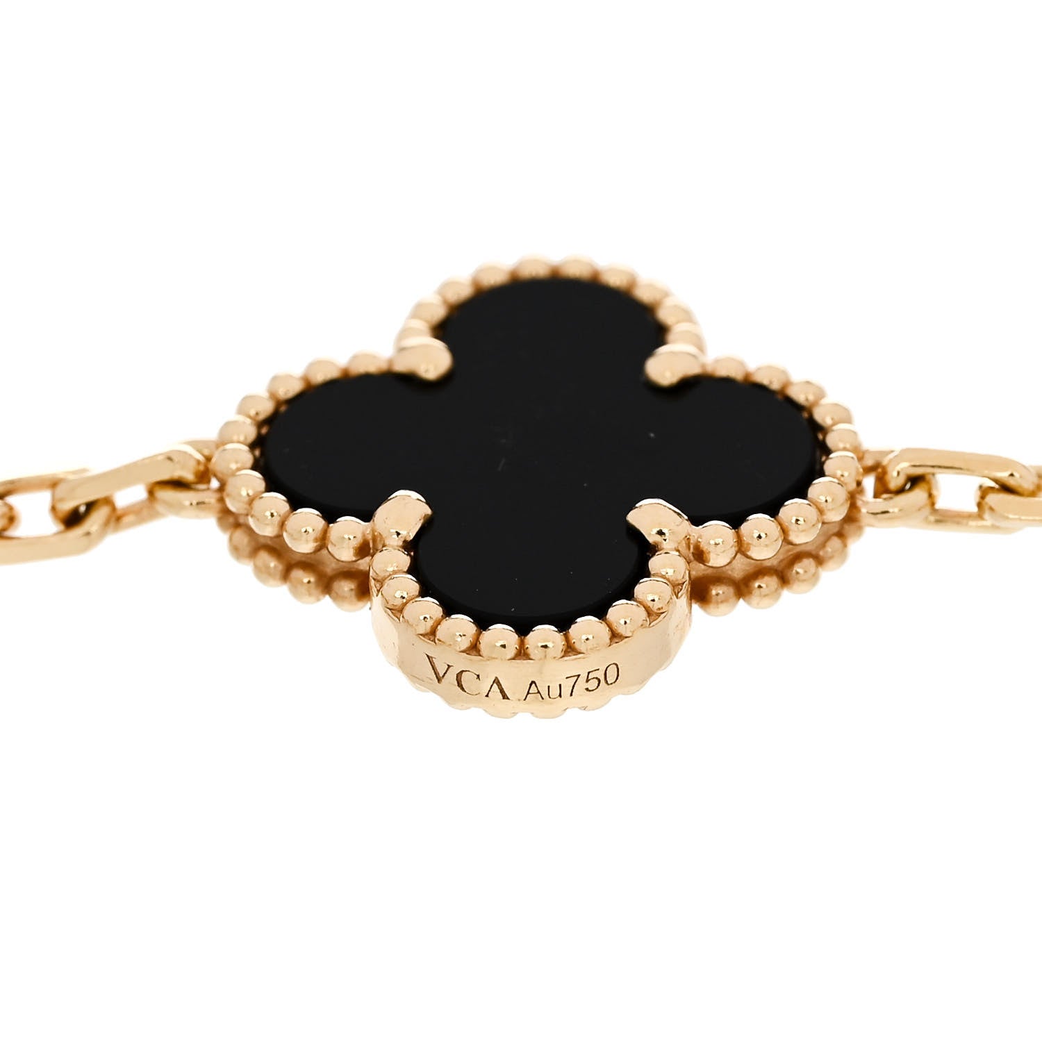 Van Cleef & Arpels 18K Yellow Gold Black Onyx 5 Motifs Vintage Alhambra Bracelet 4 of 5