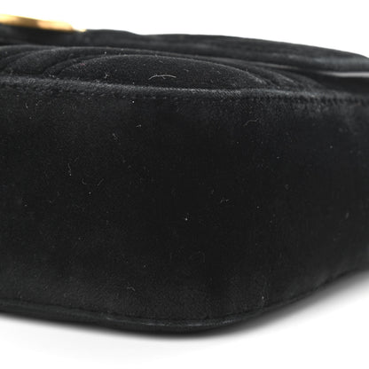 Gucci Velvet Matelasse Mini GG Marmont Shoulder Bag Black 11 of 15