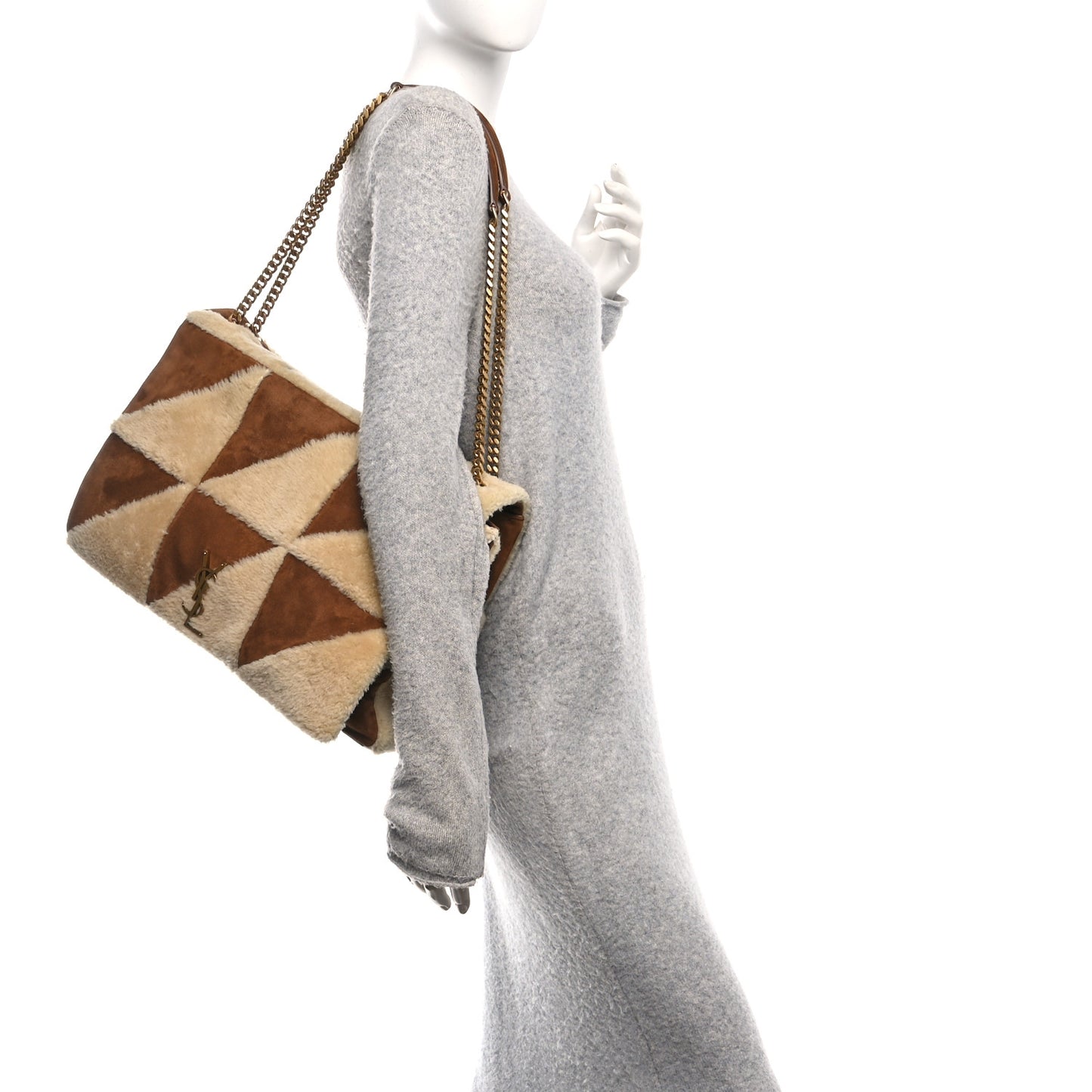 Suede Shearling Patchwork Monogram Giant Jamie Brown Beige