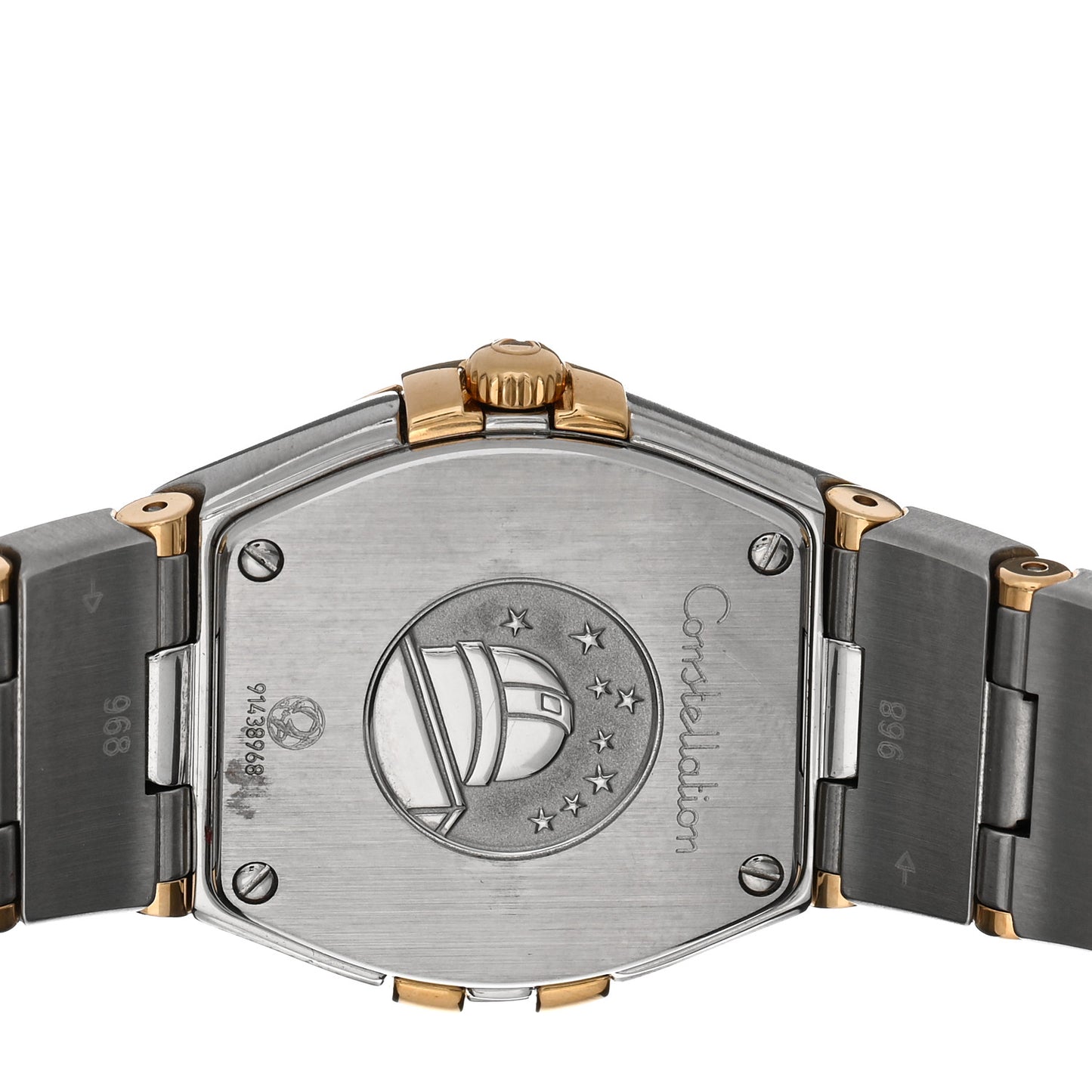 Stainless Steel 18K Yellow Gold Diamond Mother of Pearl 24mm Constellation Quartz Watch 123.20.24.60.55.002