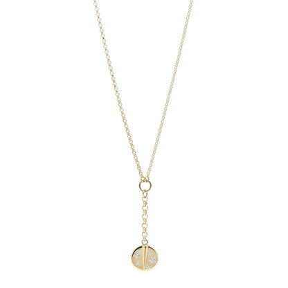 Foundrae 18K Yellow Gold Diamond Small Resilience Medallion Mixed Belcher Extension Chain Necklace 1 of 6