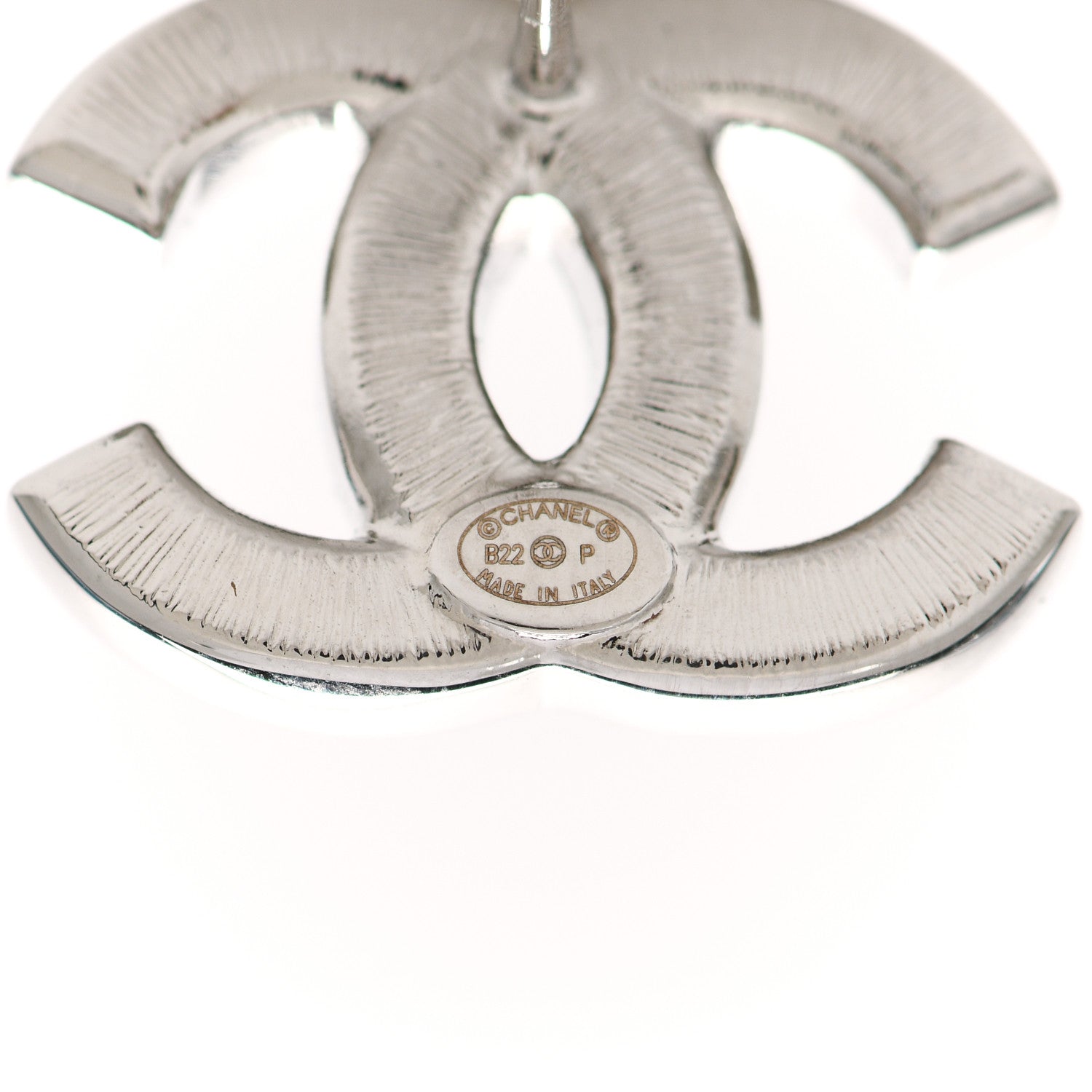 Chanel Baguette Crystal Double CC Earrings Silver 4 of 4