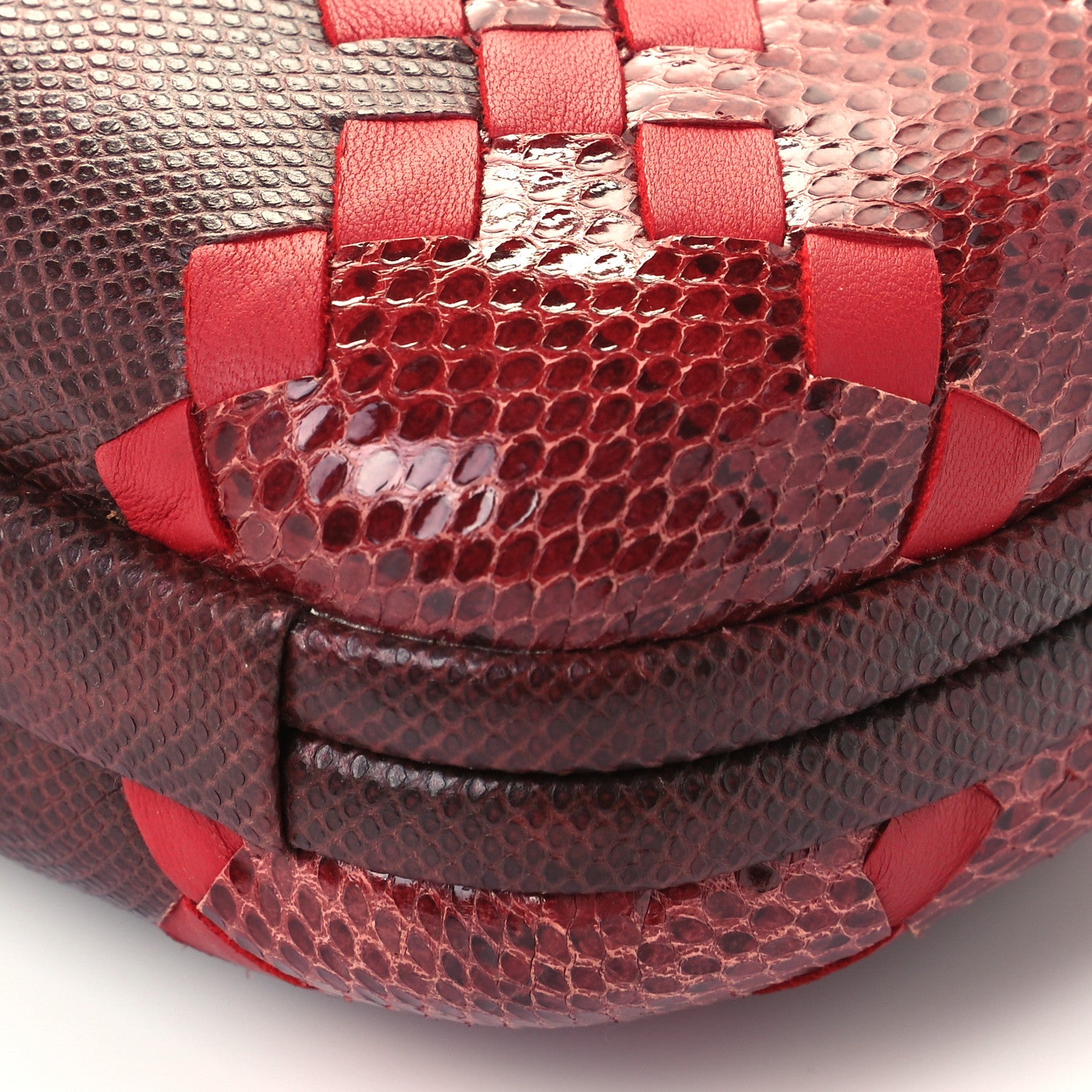 Bottega Veneta Snakeskin Nappa Intrecciato Chain Knot Clutch Bordeaux 9 of 9