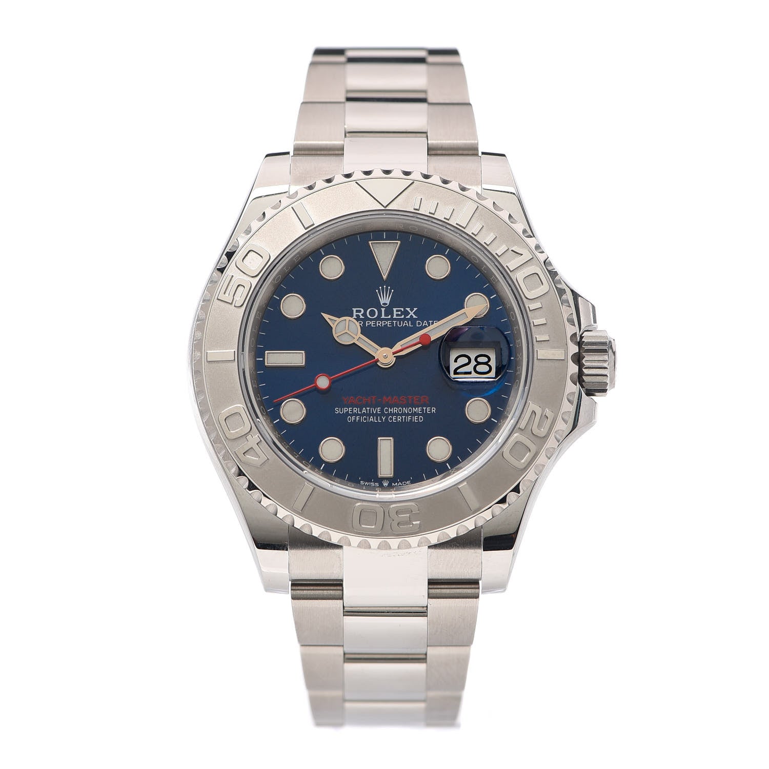 Rolex Stainless Steel Platinum 40mm Oyster Perpetual Date Yacht-Master Watch Blue 126622 1 of 4