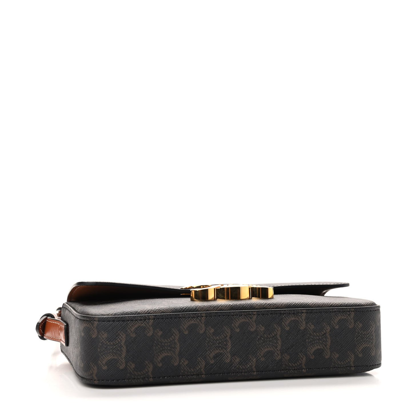 Canvas Calfskin Triomphe Shoulder Bag Tan