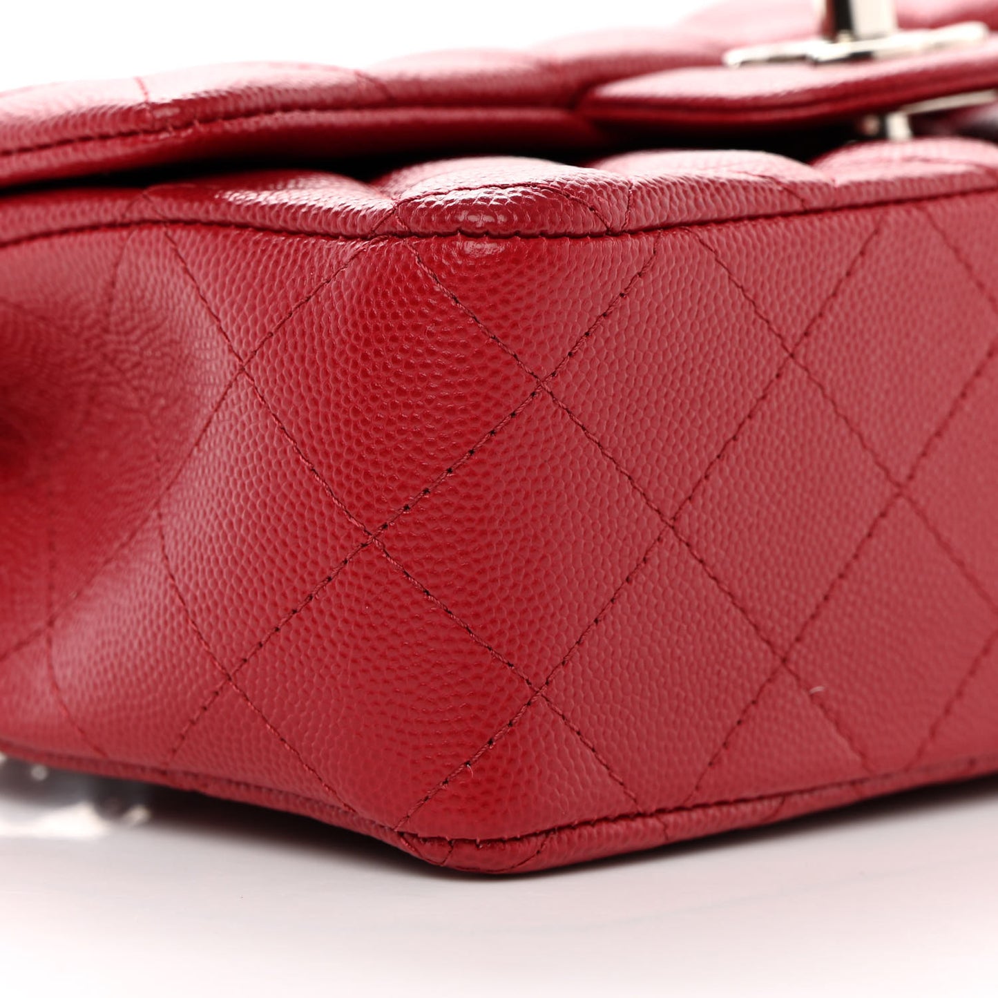 Caviar Quilted Mini Rectangular Flap Red