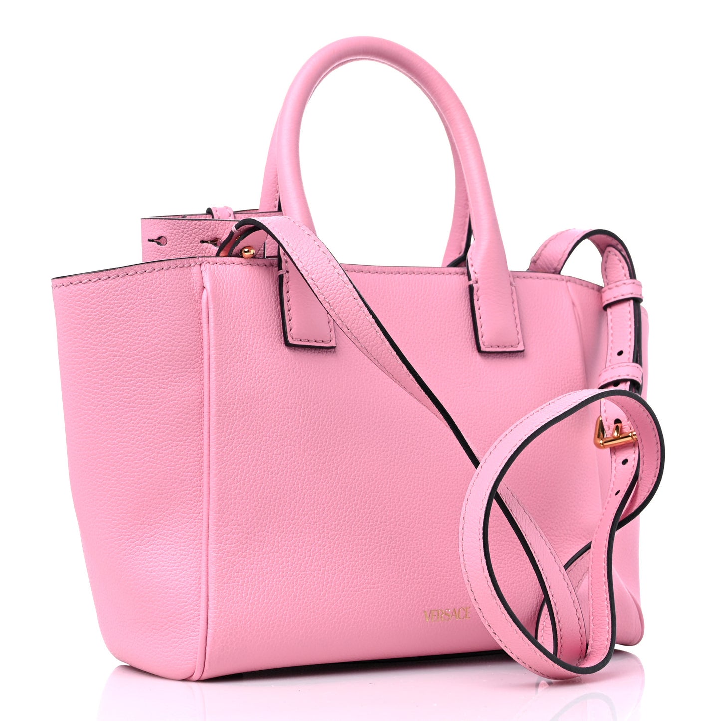 Grained Calfskin Small La Medusa Chain Tote Pink