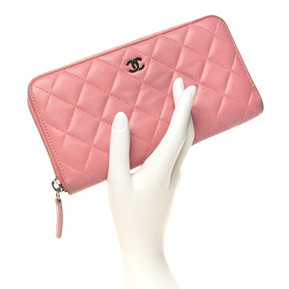 Chanel Lambskin Quilted Large Gusset Zip Around Wallet Pink 2 of 15