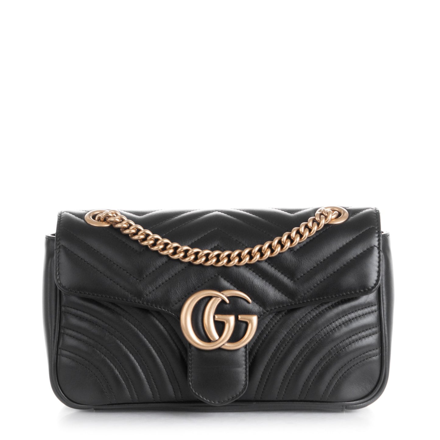 Calfskin Matelasse Small GG Marmont Shoulder Bag Black