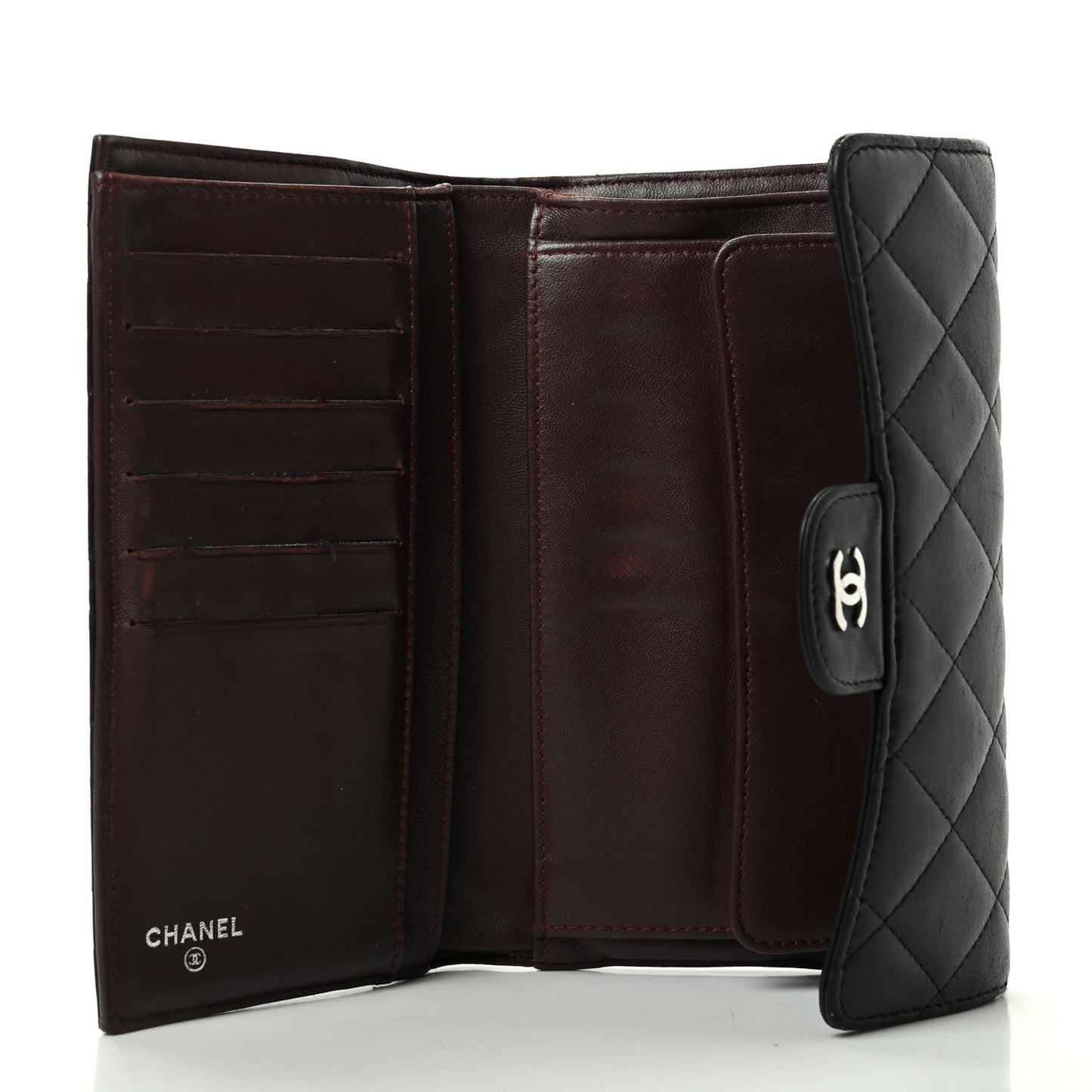 Lambskin Quilted Large Flap Wallet Black
