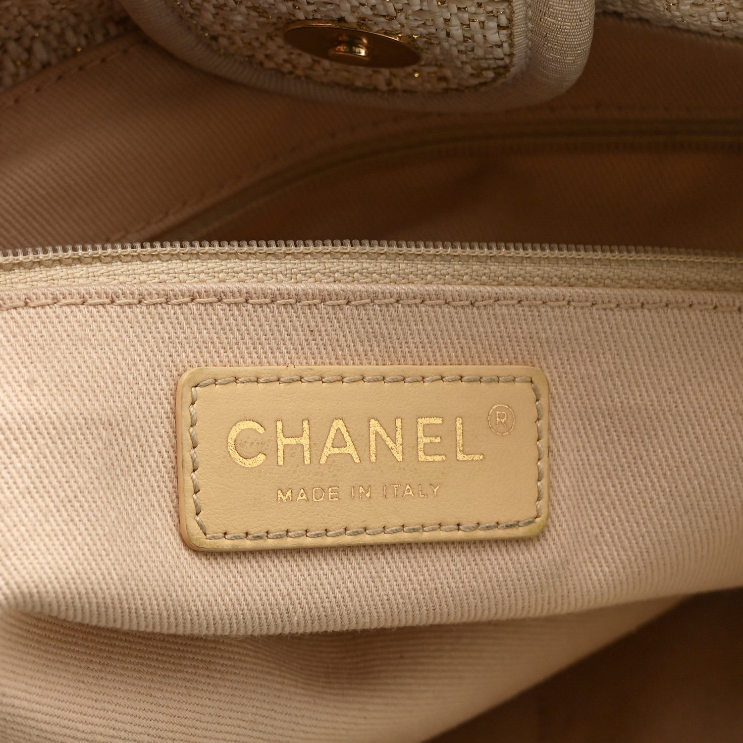 Chanel Lurex Boucle Small Deauville Tote Ivory 6 of 10