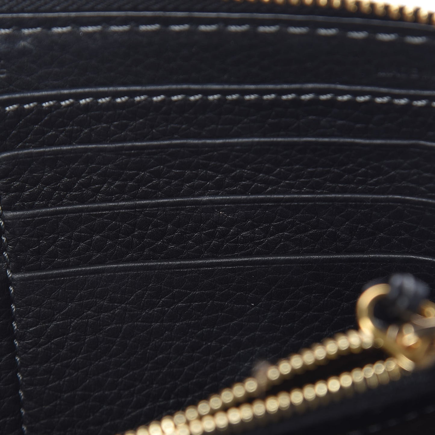 Grained Calfskin Marcie Long Zip Around Wallet Black