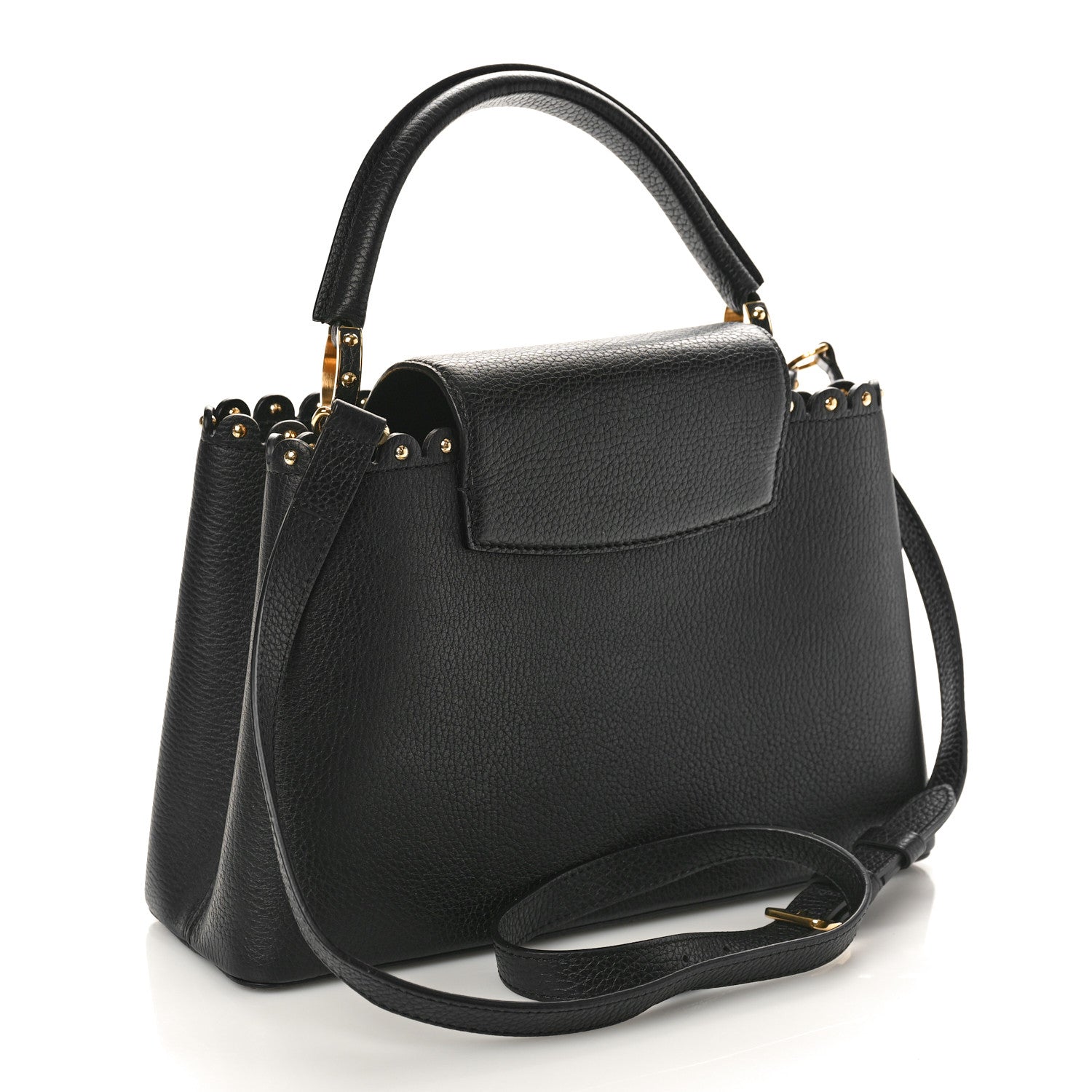 Louis Vuitton Taurillon Studded Capucines PM Black 2 of 8