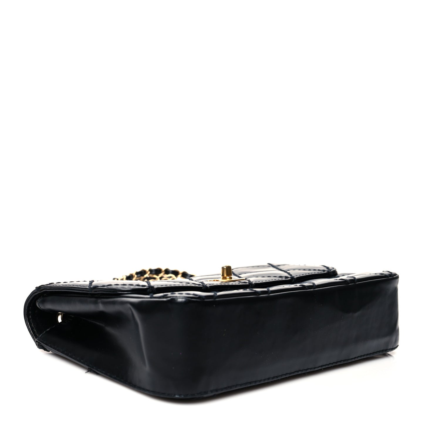 Glazed Calfskin Stitched Small Flap Black