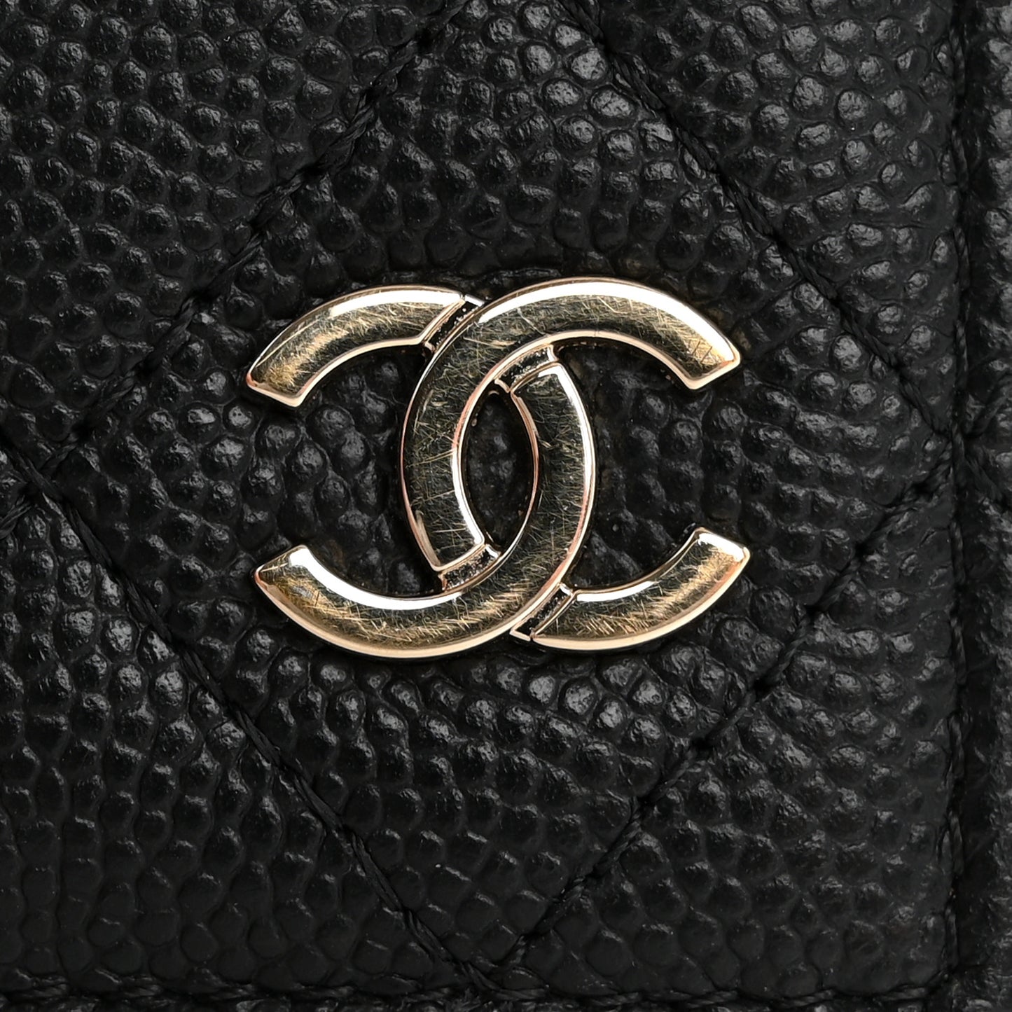 Caviar Quilted Card Holder Wallet Black