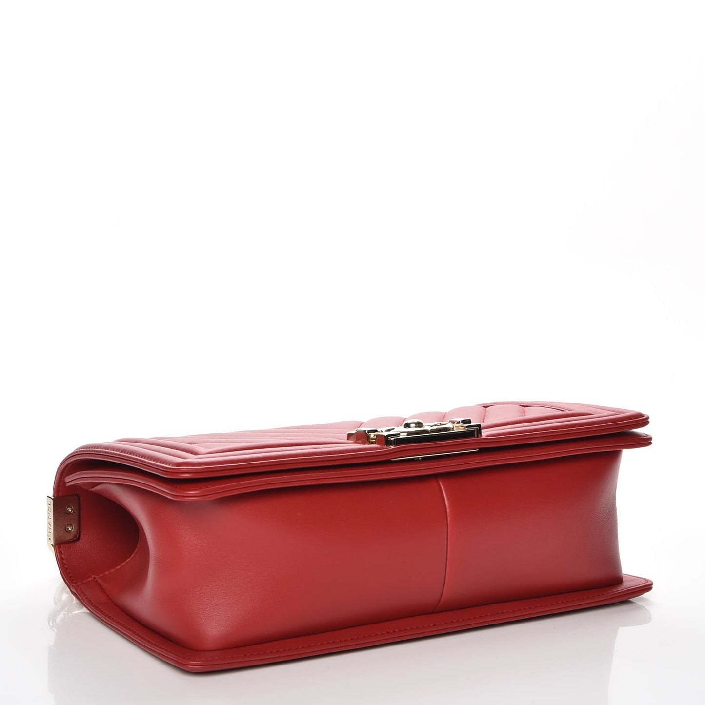Calfskin Chevron Quilted Medium Boy Flap Red