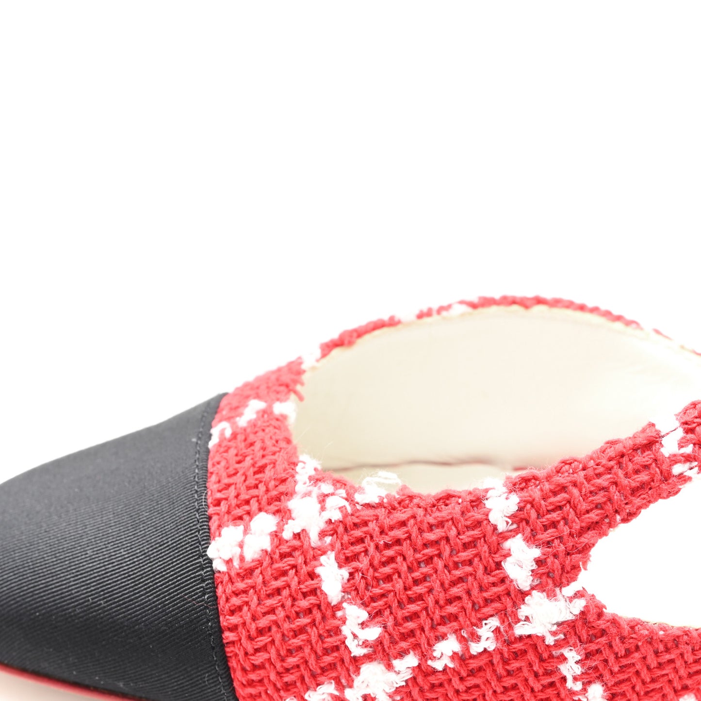 Tweed Grosgrain Cap Toe CC Slingback Pumps 39 Red White