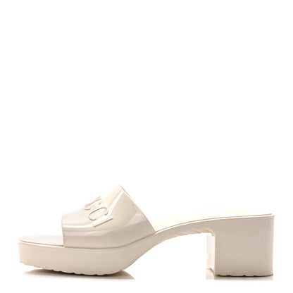 Gucci Rubber Gucci Logo Womens Platform 20/60mm Slide Sandals 39 Mystic White 1 of 10