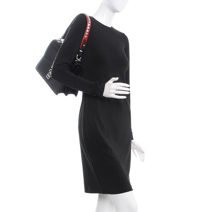 Prada Saffiano City Calfskin Studded Elektra Shoulder Bag Black Fuoco 3 of 8