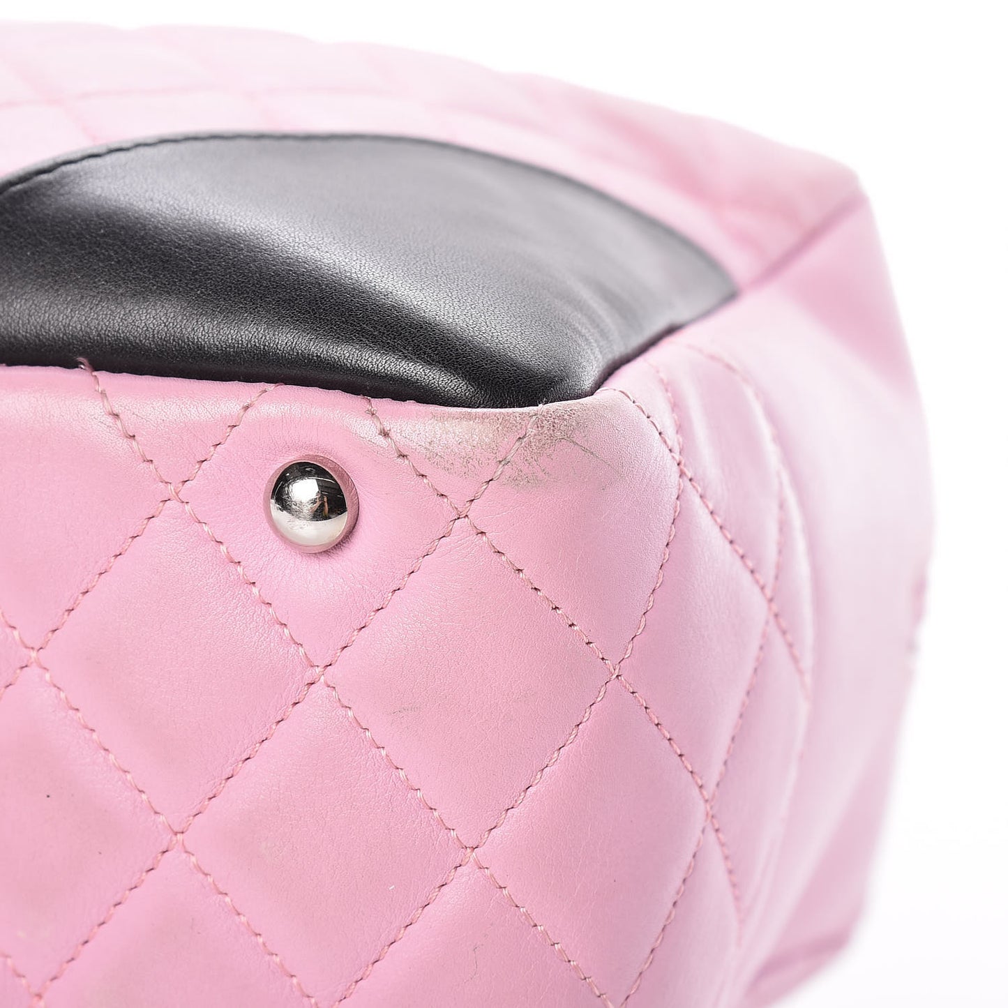 Calfskin Quilted Large Cambon Bowler Pink