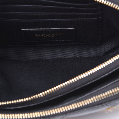 Saint Laurent Grained Lambskin Quilted Mini Becky Double Zip Bag Black 5 of 12